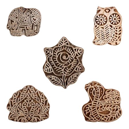 Set of 5 Piece New Mix Wooden Printing Block